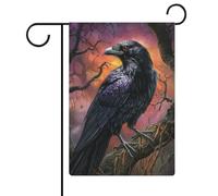 Bandiera da giardino gotica con corvo nero per vacanze stagionali in iuta double face, 30,5 x 45,7 cm