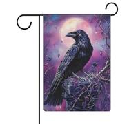 Bandiera da giardino gotica con corvo nero per vacanze stagionali in iuta double face, 30,5 x 45,7 cm