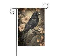 Bandiera da giardino gotica con corvo nero, stile retrò, 30 x 45 cm, verticale, double face, decorazione per casa colonica, vacanze, esterni, bandiera da cortile