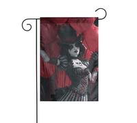 Bandiera da giardino gotica con palloncini rossi 30 x 45 cm verticale su entrambi i lati per fattoria vacanze esterne decorazioni da cortile bandiera