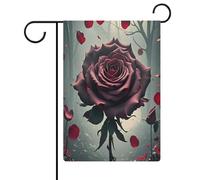 Bandiera da giardino gotica con rose per casa, prato, cartello di benvenuto, su entrambi i lati, piccole bandiere personalizzate per piscina, cortile, decorazione da parete per la casa, 32 x 47 cm