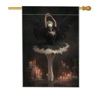 Bandiera da giardino gotica nera ballerina di danza, spettrale decorazione per la casa di Halloween, bandiera da cortile in iuta su entrambi i lati per decorazione esterna del prato 71 x 101 cm