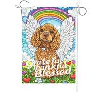 Bandiera Da Giardino Grateful Thankful Blessed Cocker Spaniel Stained Glass Rainbow Bridge Dog Christianty Home Memorial Garden Flag Bandiera Da Cortile Premium Bandiere Decorative Per 30X45CM