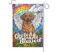 Bandiera Da Giardino Grateful Thankful Blessed Labrador Retriever Stained Glass Rainbow Bridge Dog Christianty Home Memorial Durevole Garden Flag Antivento Bandiera Da Cortile Per 30X45CM