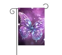 Bandiera da giardino Graziosa Stampa Viola Farfalla Bandiere decorative principalmente per patii, giardini, vasi di fiori, terrazza, balcone. 30,5 x 45,7 cm