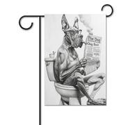 Bandiera Da Giardino Great Dane Wearing Glasses Sitting On A Potty Appendere Outdoorbandiera Robuste Bandiere Giardino Per Cortile Interni Fattoria 12X18 Inch