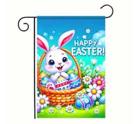 Bandiera Da Giardino Happy Easter Bunny Rabbit 30X45Cm Bandiera Pirata Stagionali Resistenti Banner Per Casa Decorazione Fattoria