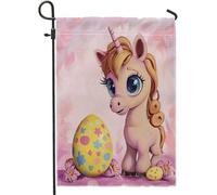 Bandiera Da Giardino Happy Easter Cartoon Fairy Core Easter Egg Flower Cute Pink Bandiere Decorative Verticale Garden Flag Durevole Bandiera Da Cortile Per Festival Feste Celebrazioni 30X45CM