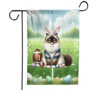 Bandiera Da Giardino Happy Easter Hello Spring Playing Football Cat Lover Bandiera Verticale Premium Bandiere Decorative Colori Vivaci Garden Flag Per Esterno Festival Celebrazioni 30X45CM