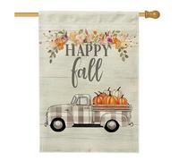 Bandiera da giardino Happy Fall con camion rustico con zucche, striscione decorativo per la casa, in iuta su entrambi i lati, decorazione autunnale per esterni, 71 x 101 cm