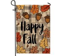 Bandiera da giardino Happy Fall con foglie autunnali arancioni, decorazione per esterni, striscione su entrambi i lati in iuta, decorazione per prato del Ringraziamento stagionale 30,5 x 45,7 cm