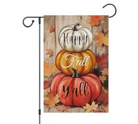 Bandiera Da Giardino Happy Fall Thanksgiving Pumpkin Autumn Small Bandiere Decorative Resistente Al Sole Garden Flag Colore Vivido Bandiera Da Cortile Per Esterno Festival Celebrazioni 30X45CM