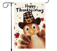 Bandiera Da Giardino Happy Fall Thanksgiving Thankful Thanksgiving Buffalo Plaid Harvest Autumn Garden Flag Colore Vivido Bandiere Decorative Durevole Bandiera Da Cortile Per Feste 30X45CM
