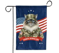 Bandiera Da Giardino Happy Father'S Day Honoring Veterans In Army Uniform Cat Lover Garden Flag Premium Bandiera Verticale Impermeabile Bandiere Decorative Per Esterno Festival 30X45CM