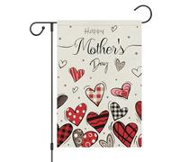 Bandiera da Giardino Happy Mother's Day Buffalo Check Plaid Love