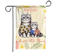 Bandiera Da Giardino Happy Mother'S Day Proud Scottish Fold Mom Cat Lover Garden Flag Lavabile Bandiera Verticale Impermeabile Bandiere Decorative Per Esterno Festival Feste 30X45CM