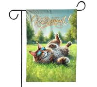 Bandiera Da Giardino Happy Retirement With Maine Coon Enjoy Life Rest Time Cat Lover Bandiera Verticale Lavabile Bandiere Decorative Colori Vivaci Garden Flag Per Festival Feste Esterno 30X45CM