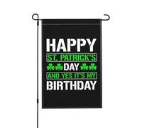 Bandiera Da Giardino Happy St Patrick'S Day And Yes It'S My Birthday Garden Flag Impermeabile Bandiera Verticale Colori Vivaci Bandiere Decorative Per Feste Esterno Festival 30X45CM