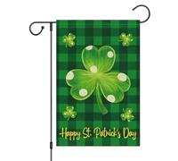 Bandiera Da Giardino Happy St Patricks Day Shamrock Buffalo Plaid Lucky Welcome Garden Flag Verticale Bandiere Decorative Resistente Al Sole Bandiera Da Cortile Per Feste Celebrazioni 30X45CM
