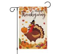 Bandiera Da Giardino Happy Thanksgiving Pumpkins Garden Flag Resistente Al Sole Bandiere Decorative Colore Vivido Bandiera Da Cortile Per Esterno Festival Celebrazioni 30X45CM