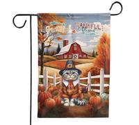 Bandiera Da Giardino Happy Thanksgiving Scottish Fold Pilgrim Grateful, Thankful, Blessed Fall Cat Lover Garden Flag Impermeabile Bandiera Verticale Lavabile Bandiere Decorative Per 30X45CM