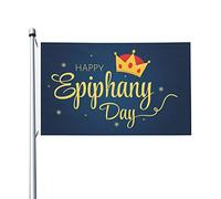 Bandiera Da Giardino Happy Three Kings Day Epiphany Day Bandiere Decorative Colore Vivido Bandieradacortile Durevole Outdoor Bandiera Per Feste Celebrazioni Festival 90X152CM