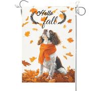 Bandiera Da Giardino Hello Fall English Springer Spaniel Bandiera Da Cortile Colore Vivido Bandiera Verticale Antivento Garden Flag Per Esterno Festival Celebrazioni 30X45CM