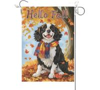 Bandiera Da Giardino Hello Fall English Springer Spaniel Maple Leaves Fall Thanksgiving Bandiera Da Cortile Premium Bandiere Decorative Antivento Garden Flag Per Festival Feste Esterno 30X45CM