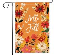 Bandiera Da Giardino Hello Fall For Vertical Autumn Colorful Flower Bandiera Da Cortile Verticale Garden Flag Durevole Bandiere Decorative Per Celebrazioni Feste Festival 30X45CM