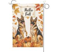 Bandiera Da Giardino Hello Fall Funny Dog,Dogs Theme Maple Leaves Fall Thanksgiving Garden Flag Durevole Bandiera Da Cortile Antivento Bandiera Verticale Per Feste Celebrazioni Festival 30X45CM
