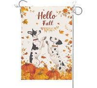 Bandiera Da Giardino Hello Fall Funny Great Dane Dogs Theme Maple Leaves Fall Thanksgiving Bandiera Verticale Colore Vivido Garden Flag Durevole Bandiera Da Cortile Per Feste 30X45CM