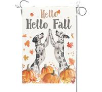 Bandiera Da Giardino Hello Fall,Great Dane Doing A High Five With Each Other Maple Bandiere Decorative Colore Vivido Bandiera Da Cortile Antivento Garden Flag Per Esterno Celebrazioni 30X45CM