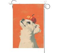 Bandiera Da Giardino Hello Fall Thanksgiving Maltese Dog, Cute Dog Autumn Pumpkin Fall Bandiera Da Cortile Premium Bandiere Decorative Antivento Bandiera Verticale Per Esterno Feste 30X45CM