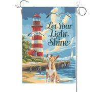 Bandiera Da Giardino Home Welcome Summer Lighthouse Basenji,Spring Coastal Seagull Birds Bandiere Decorative Premium Garden Flag Antivento Bandiera Verticale Per Esterno Festival Feste 30X45CM