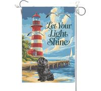 Bandiera Da Giardino Home Welcome Summer Lighthouse Black Shih Tzu,Spring Coastal Seagull Birds Bandiere Decorative Durevole Garden Flag Colore Vivido Bandiera Da Cortile Per Feste 30X45CM