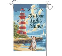Bandiera Da Giardino Home Welcome Summer Lighthouse Boxer Dog,Spring Coastal Seagull Birds Bandiera Verticale Premium Garden Flag Antivento Bandiera Da Cortile Per Feste Celebrazioni 30X45CM