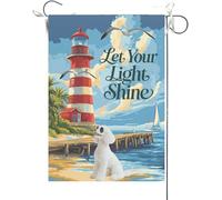 Bandiera Da Giardino Home Welcome Summer Lighthouse Poodle,Spring Coastal Seagull Birds Garden Flag Premium Bandiere Decorative Colore Vivido Bandiera Verticale Per Celebrazioni Feste 30X45CM