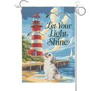 Bandiera Da Giardino Home Welcome Summer Lighthouse Shih Tzu,Spring Coastal Seagull Birds Bandiere Decorative Durevole Bandiera Da Cortile Colore Vivido Garden Flag Per Esterno Feste 30X45CM
