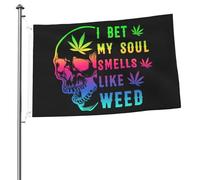 Bandiera Da Giardino I Best My Soul Smells Like Weed Bandieradacortile Colore Vivido Bandierada Balcone Durevole Outdoor Bandiera Per Esterno Festival Feste 90X152CM