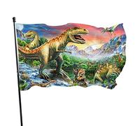 Bandiera da Giardino i di Dinosauro Era Storia Antica Bandiera Poliestere con 2 Occhielli in Ottone Striscione Colore Vivido e Resistente allo sbiadimento Bandiera da Giardino per Interni Decora