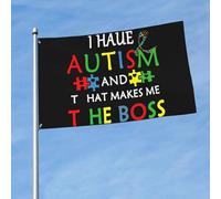 Bandiera Da Giardino I Have Autism And That Makes Me The Boss Bandieradacortile Durevole Bandiere Decorative Colore Vivido Outdoorbandiera Per Festival Esterno Celebrazioni 90X152CM