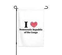 Bandiera Da Giardino I Love Democratic Republic Of The Congo Bandiere Decorative Impermeabile Garden Flag Colori Vivaci Bandiera Verticale Per Festival Esterno Celebrazioni 30X45CM