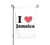 Bandiera Da Giardino I Love Jamaica Garden Flag Colori Vivaci Bandiera Verticale Impermeabile Bandiere Decorative Per Esterno Festival Celebrazioni 30X45CM