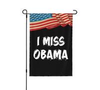 Bandiera da giardino "I Miss Obama" per esterni, 31,75 x 46,75 cm, bifacciale, stile rustico, per decorazioni natalizie all'aperto.