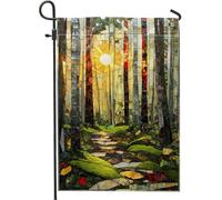 Bandiera da giardino illuminata dal sole, stendardo decorativo giallo con alba per, decorazione da esterno in tessuto bifacciale per primavera ed estate, decorazione da prato ispirata alla 30x45 cm