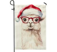 Bandiera da giardino in alpaca di Natale, cappello di Babbo Natale rosso, decorazione per le vacanze, bandiera da cortile, decorazione stagionale su entrambi i lati, 30,5 x 45,7 cm
