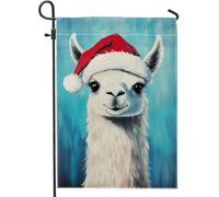 Bandiera da giardino in alpaca per le vacanze natalizie, decorazione per prato con cappello di Babbo Natale rosso, decorazione per prato a doppio lato, 30,5 x 45,7 cm