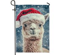 Bandiera da giardino in alpaca per vacanze invernali cappello di Babbo Natale rosso palcoscenico nevoso decorazione esterna bandiera cortile double face tela di iuta decorazione prato festivo 30,5