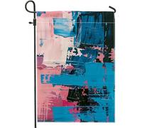 Bandiera da giardino in arte astratta, pennellate di pesca blu, decorazione per la casa primaverile ed estate, bandiera da cortile su entrambi i lati, decorazione per esterni, 30,5 x 45,7