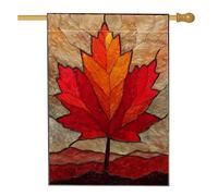 Bandiera da giardino in foglia d'acero autunnale, bandiera decorativa rossa e arancione, double face in iuta per decorazione esterna autunnale, decorazione per prato stagionale, 71 x 101,6 cm
